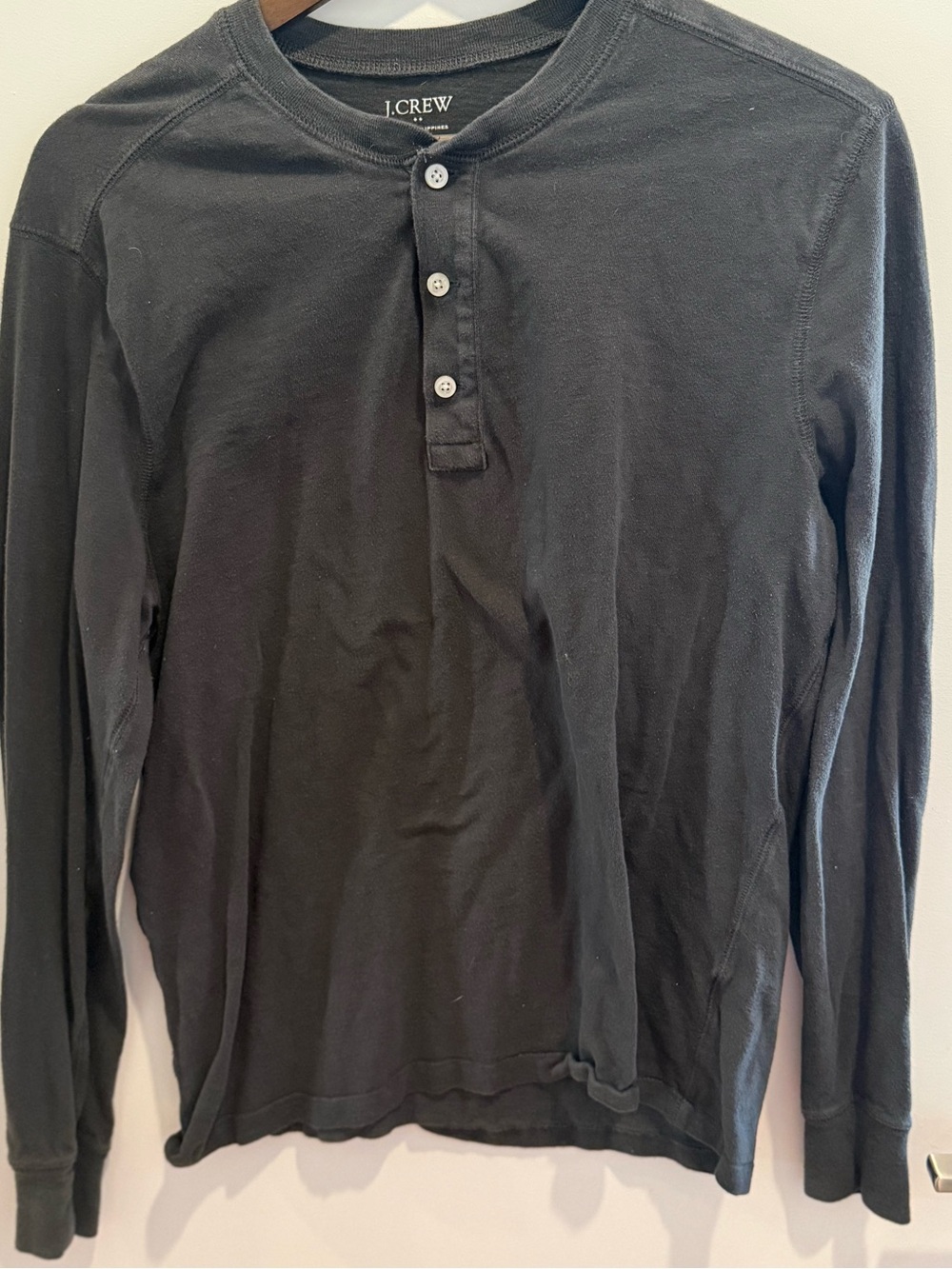 J.Crew Men's Black Long-Sleeve Henley Shirt